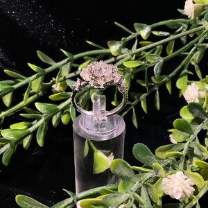 Intricate Rose Ring Moissanite Sz 7